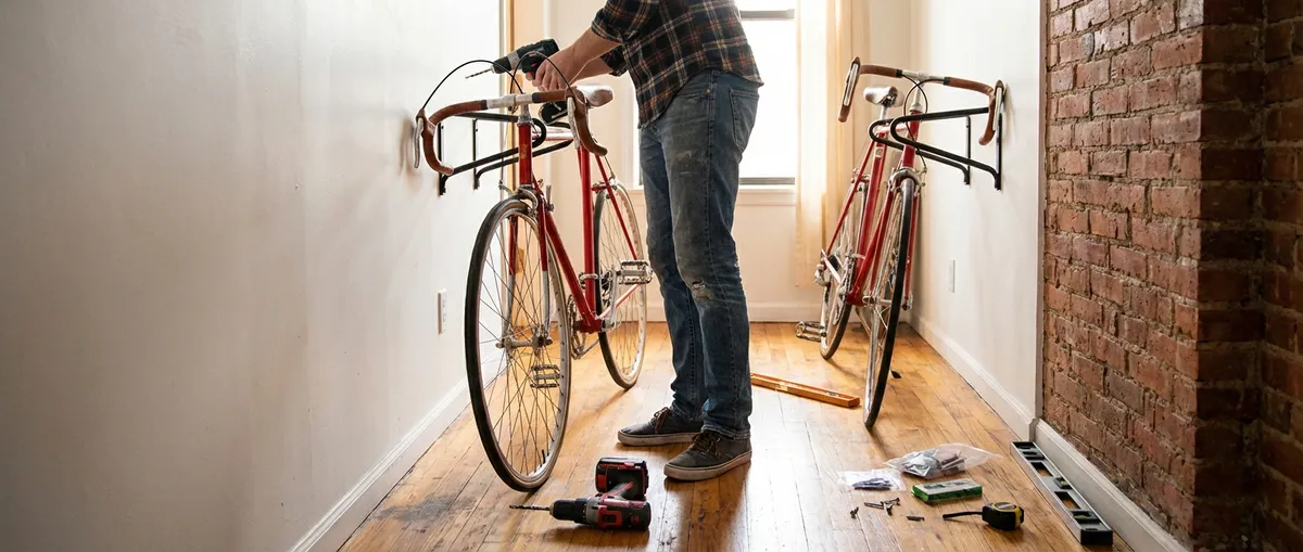 Install a Sturdy Wall-Mounted Bike Rack to Free Up Floor Space