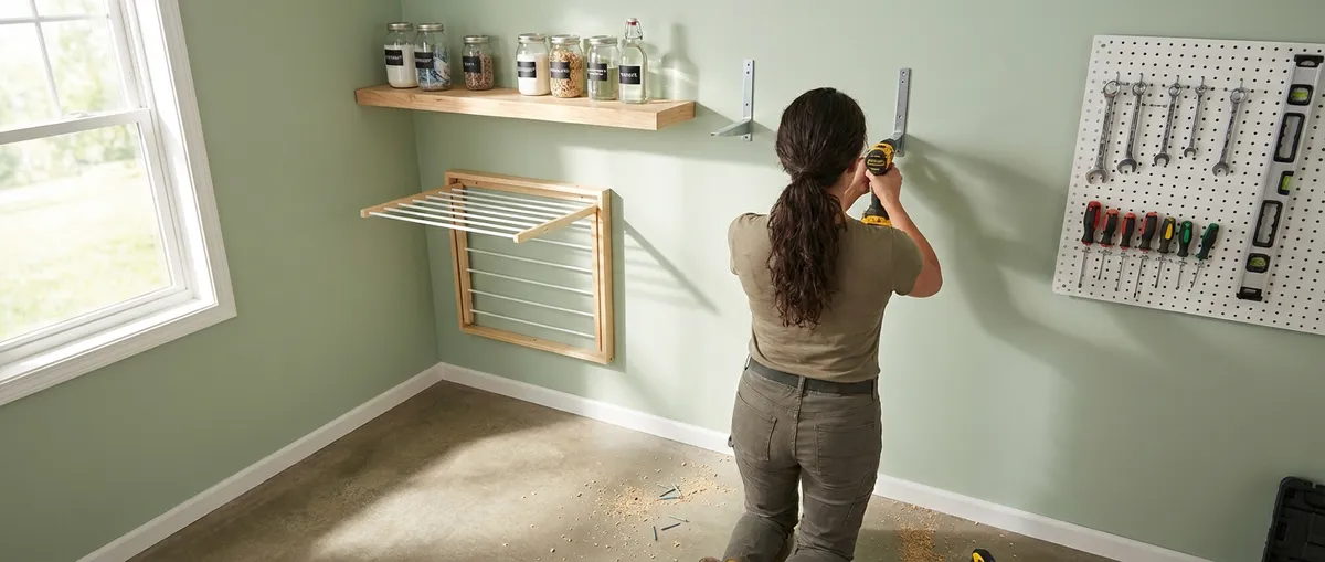 DIY Wall-Mounted Laundry Station for a More Organized Utility Room
