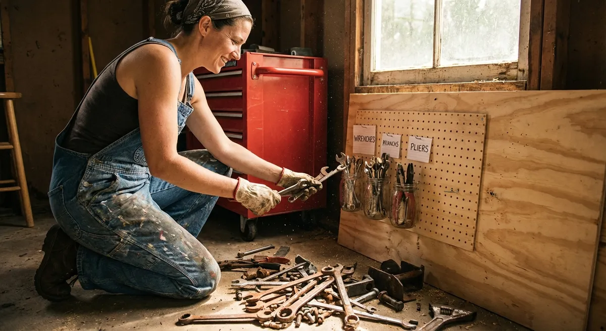 Turn a Cluttered Tool Pile into a Functional DIY Workspace