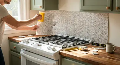 Install a Removable DIY Backsplash That Instantly Updates Your Kitchen